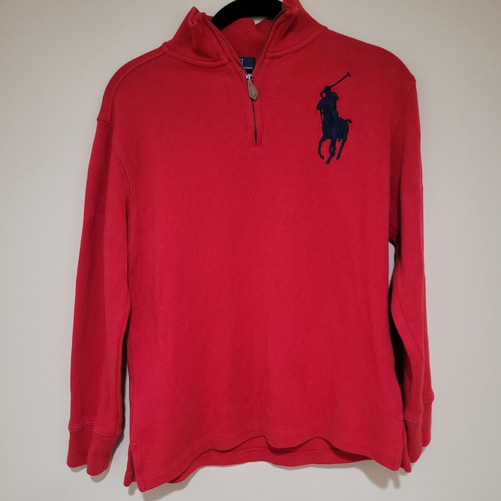 Polo by Ralph Lauren Red Big Pony Pullover Sweater Kids vintage preppy